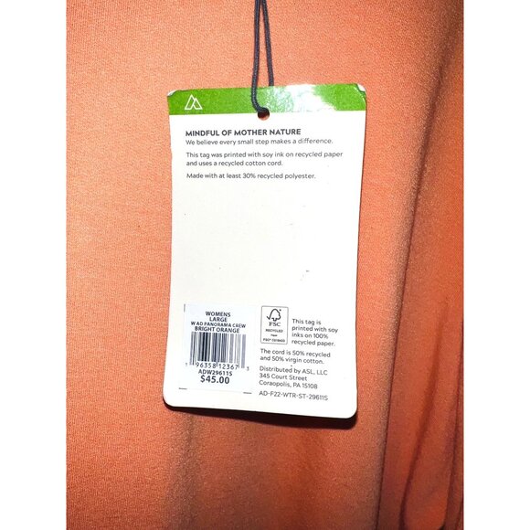 Alpine Design Womens Crewneck Sweatshirt L Modal Blend Sustainable Orange - Picture 2 of 5